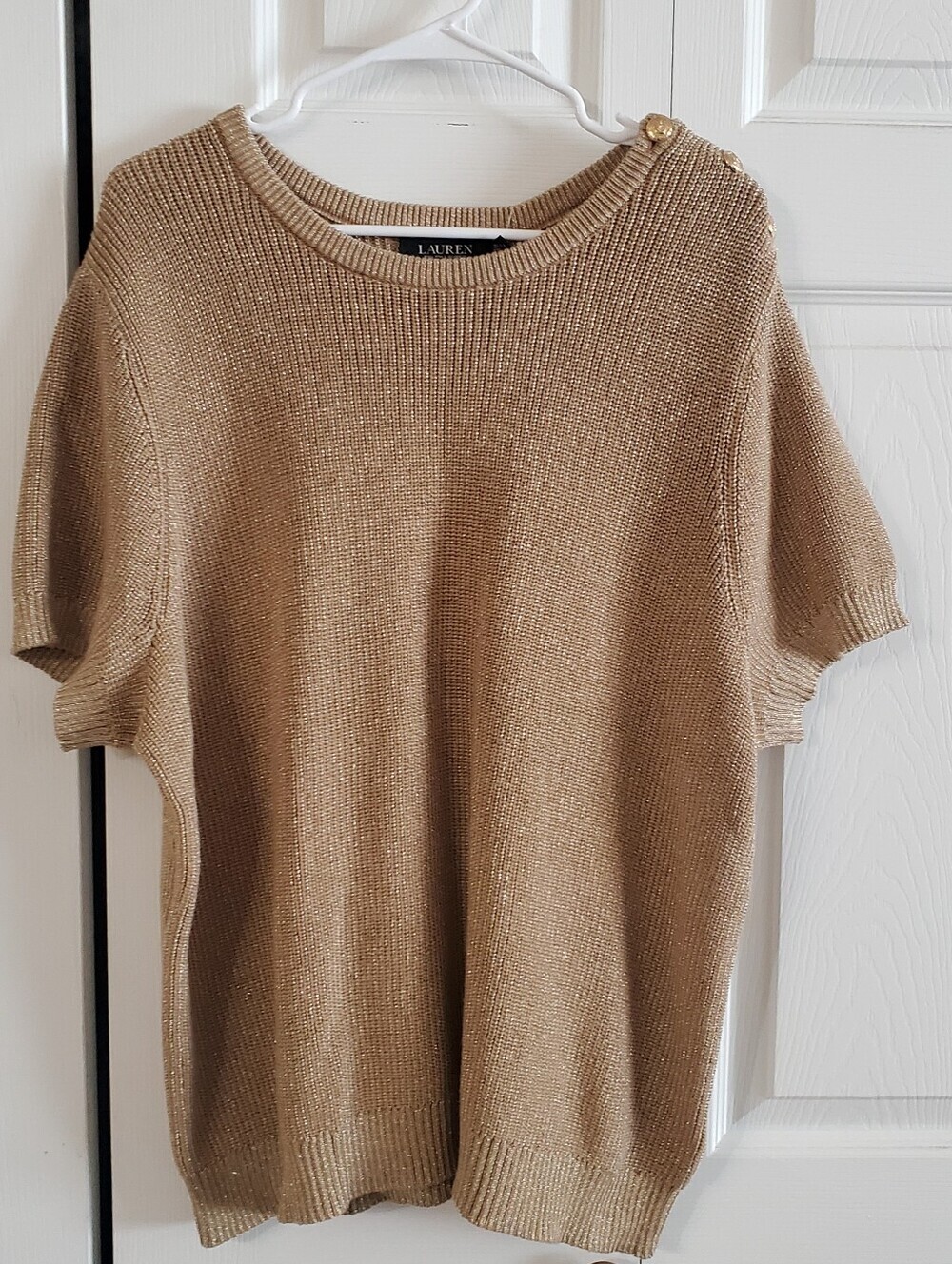 LAUREN RALPH LAUREN NWT 3X GOLD  METALLIC KNIT SWEATER TOP.